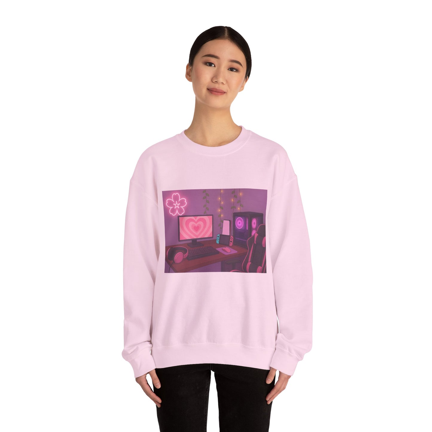 Cozy Pink Gamer Setup Sweatshirt