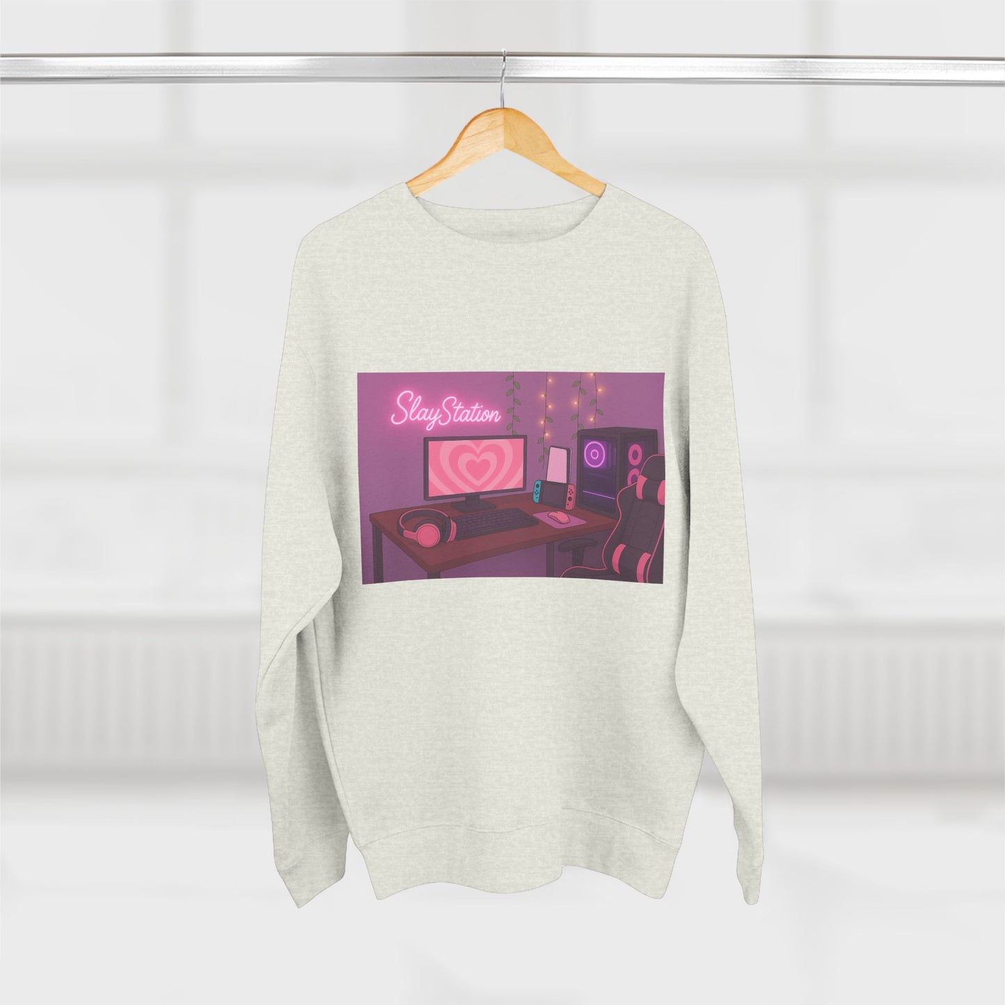 SlayStation Gamer Girl Sweatshirt – Pink Aesthetic Gaming Outfit for Girls, Cozy Soft