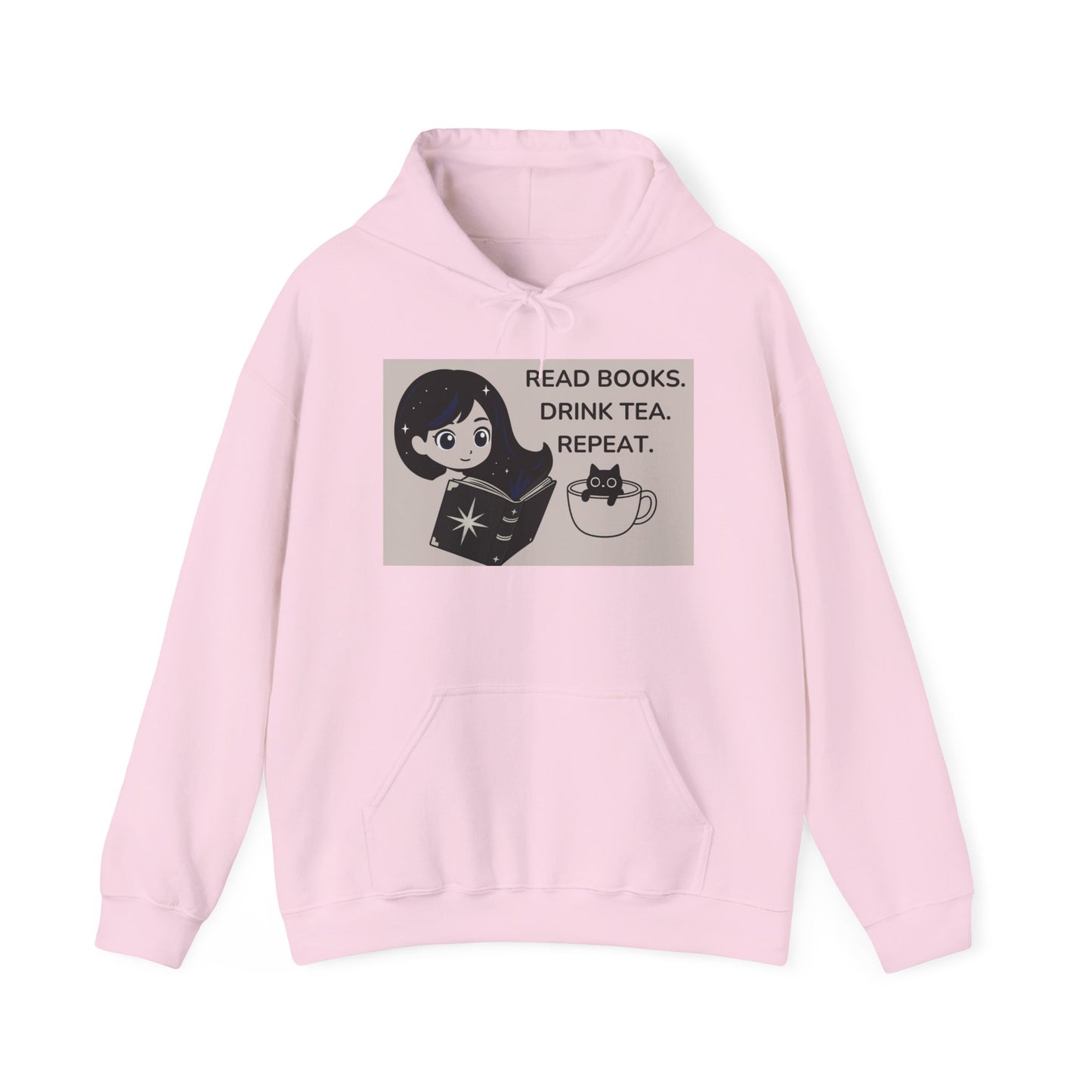 Cosmic Girl & Teacup Cat Hoodie – Aesthetic Starry Anime Art Sweatshirt