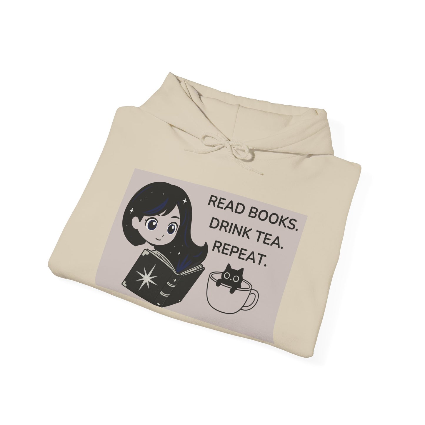 Cosmic Girl & Teacup Cat Hoodie – Aesthetic Starry Anime Art Sweatshirt