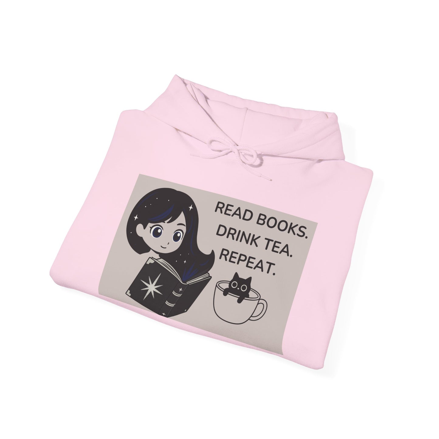 Cosmic Girl & Teacup Cat Hoodie – Aesthetic Starry Anime Art Sweatshirt