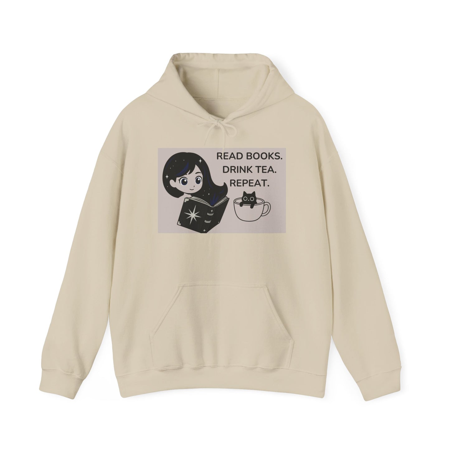 Cosmic Girl & Teacup Cat Hoodie – Aesthetic Starry Anime Art Sweatshirt