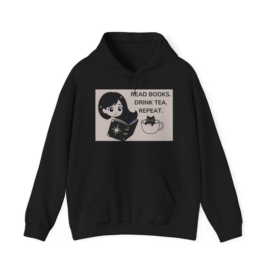 Cosmic Girl & Teacup Cat Hoodie – Aesthetic Starry Anime Art Sweatshirt