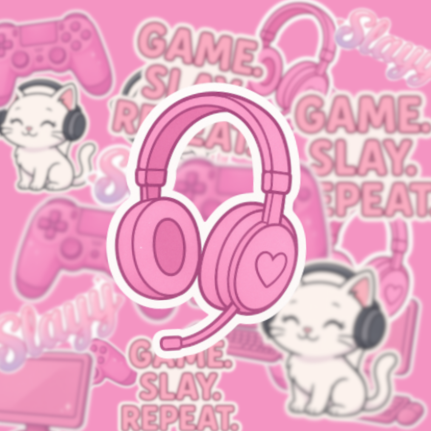 Pink Headphone Sticker