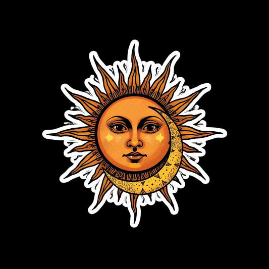 Bohemian Sun and Moon Stickers, Celestial Stickers, Boho Stickers, Laptop Stickers,